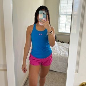 Girls youth under armour pink and blue tank top